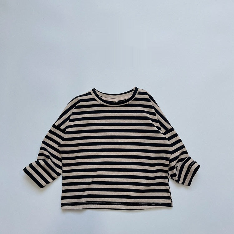 Classic Rayado Pure Algodón Manga Larga Camiseta para Niño