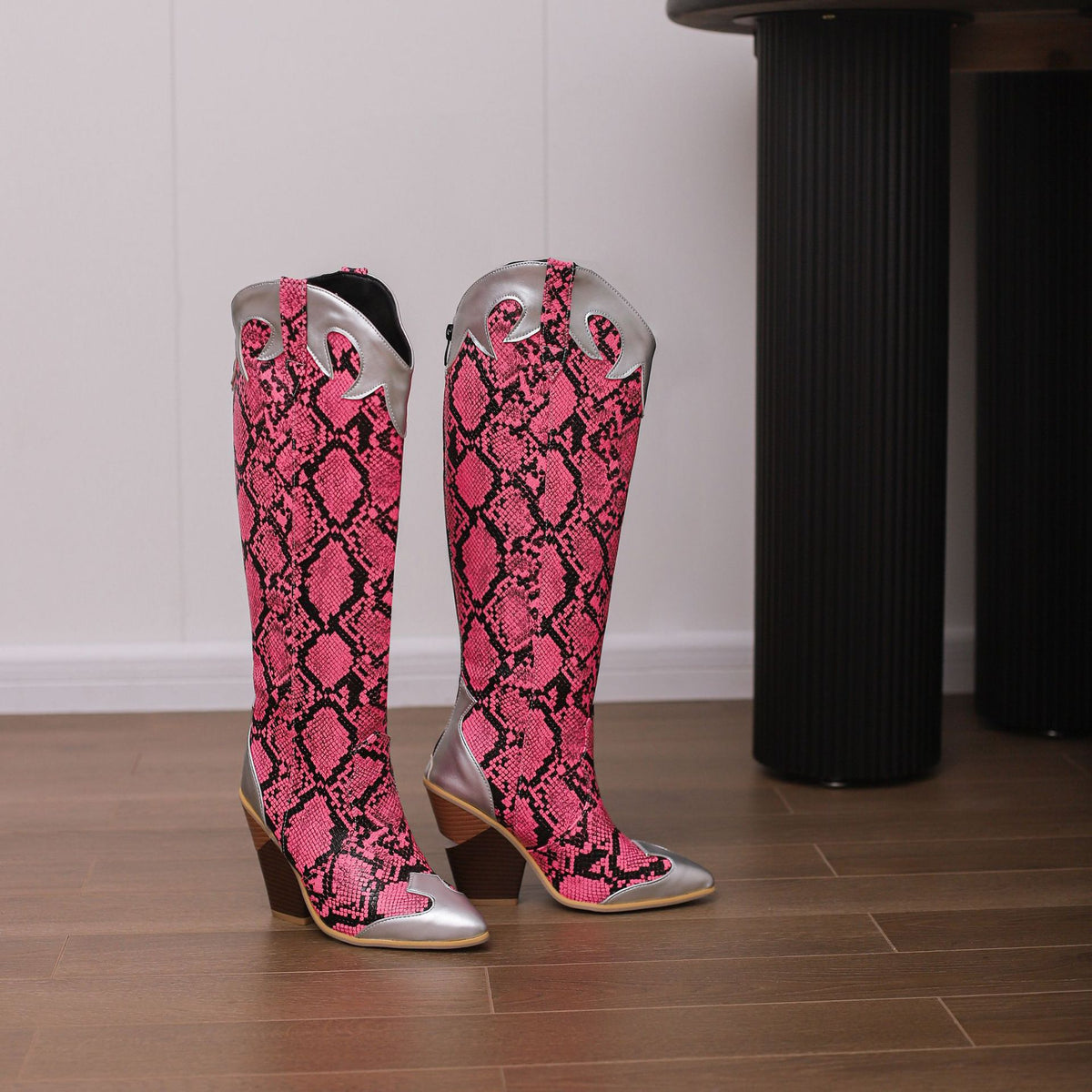 A la Moda Patchwork Leather Knee-high Botas - foto 6