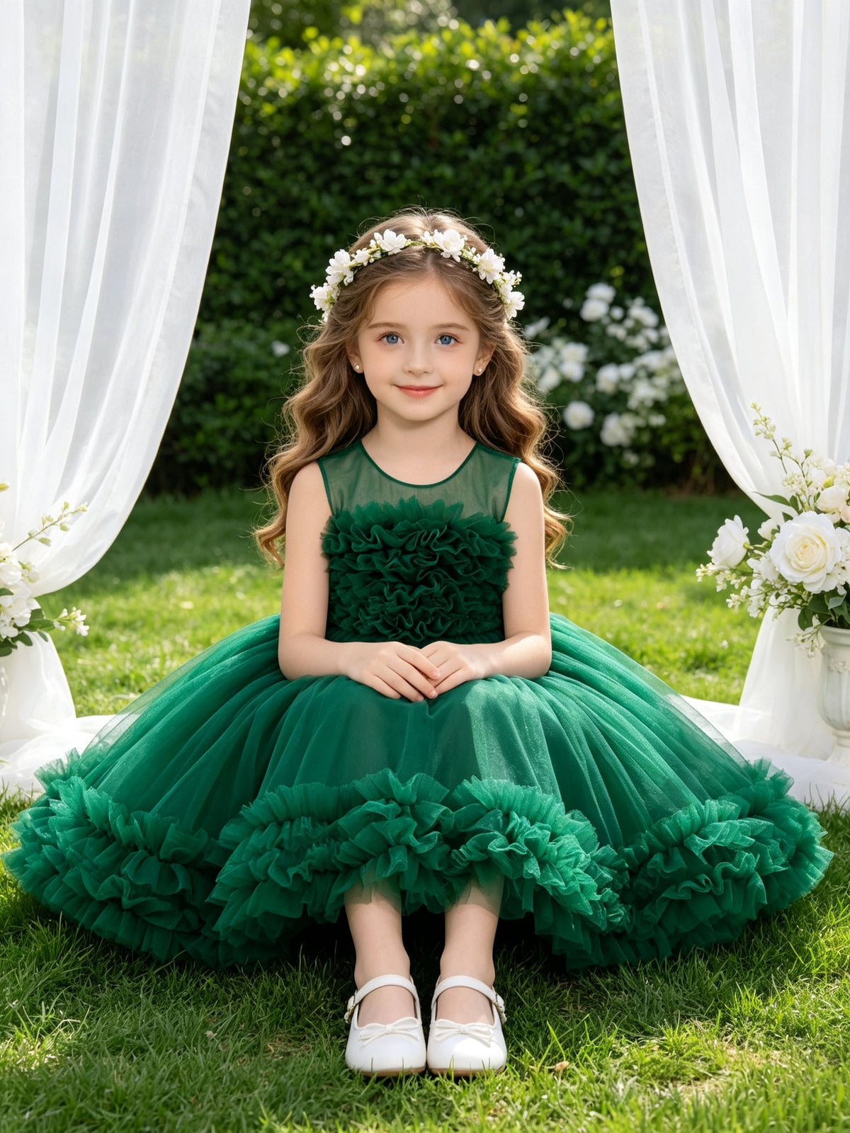 Niña' Formal Vestido, Festive Performance Conjunto, Tulle Puffy Vestido - foto 8