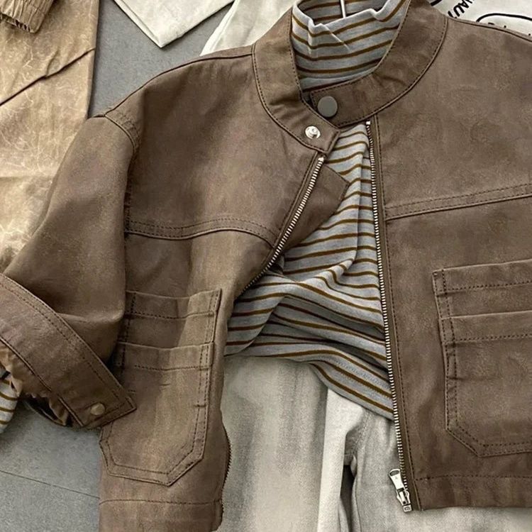 Niño' Motorcycle-Estilo Chaqueta Top y Pantalón Three-piece Conjunto - foto 7