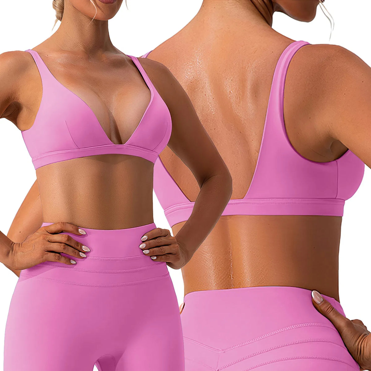 1Pc/3Pcs Women Profundo Cuello V Deportivo Bras U-Shaped Back Deportivo Bras Padded Strappy Crop Open Back Low Impact Bras Sexy Fitness Tank Tops con Removable Pads para Gym Yoga Workout Running - foto 3