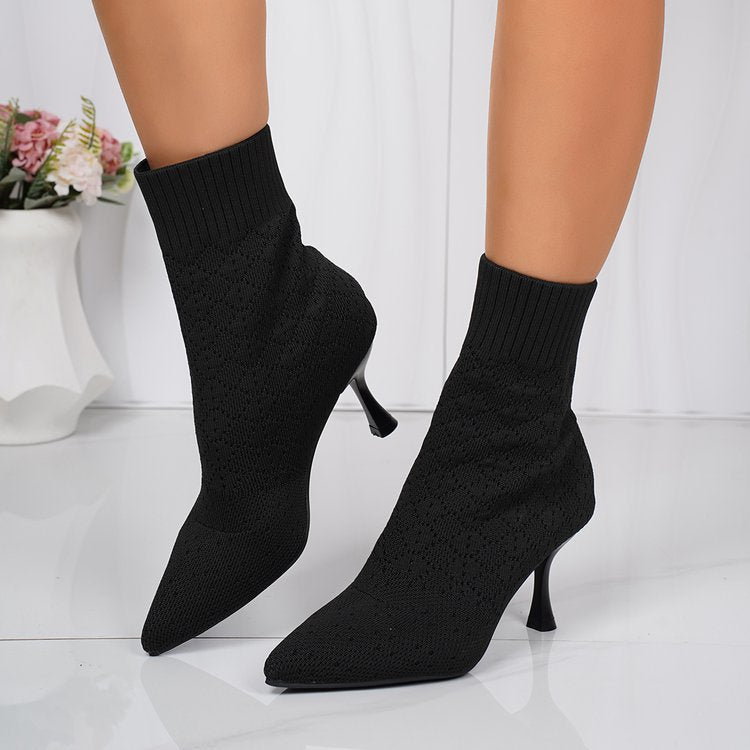 Botas elasticadas en punta con taco aguja para mujer - foto 4