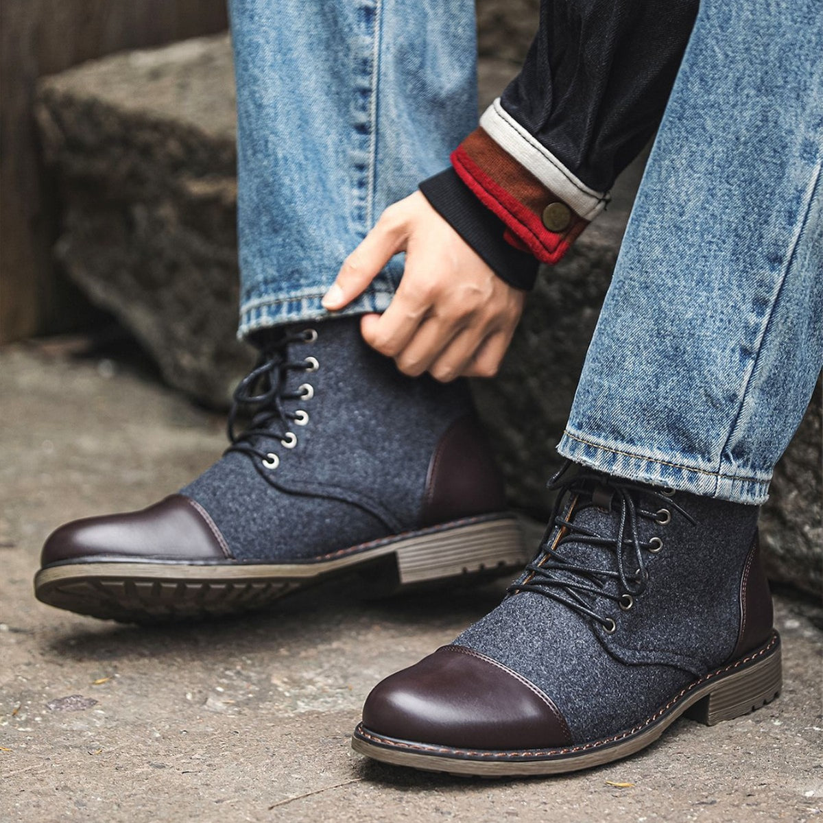Retro Tobillo Con Cordones Western Botas Zippered Bag Packaging - foto 3