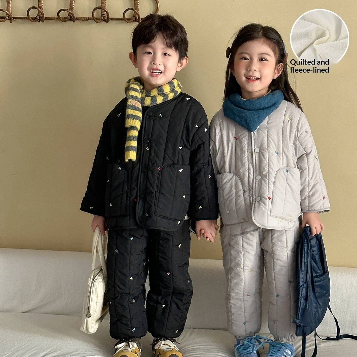 Niños Algodón-padded Conjunto Forro Polar Abrigado Ropa - foto 3