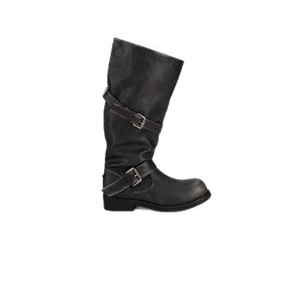 Wide-calf Round-toe Color-block Suela Gruesa-heeled Plataforma Bota - foto 5
