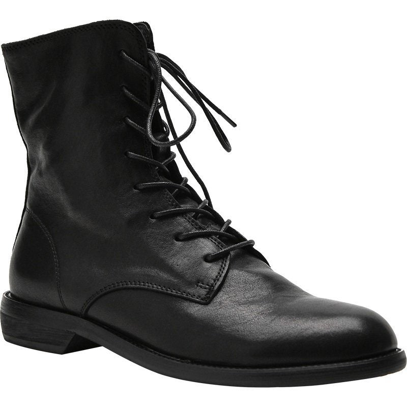 Mujer Round-toe Thick-soled Botines In Lavado Pebble-grain Leather - foto 4