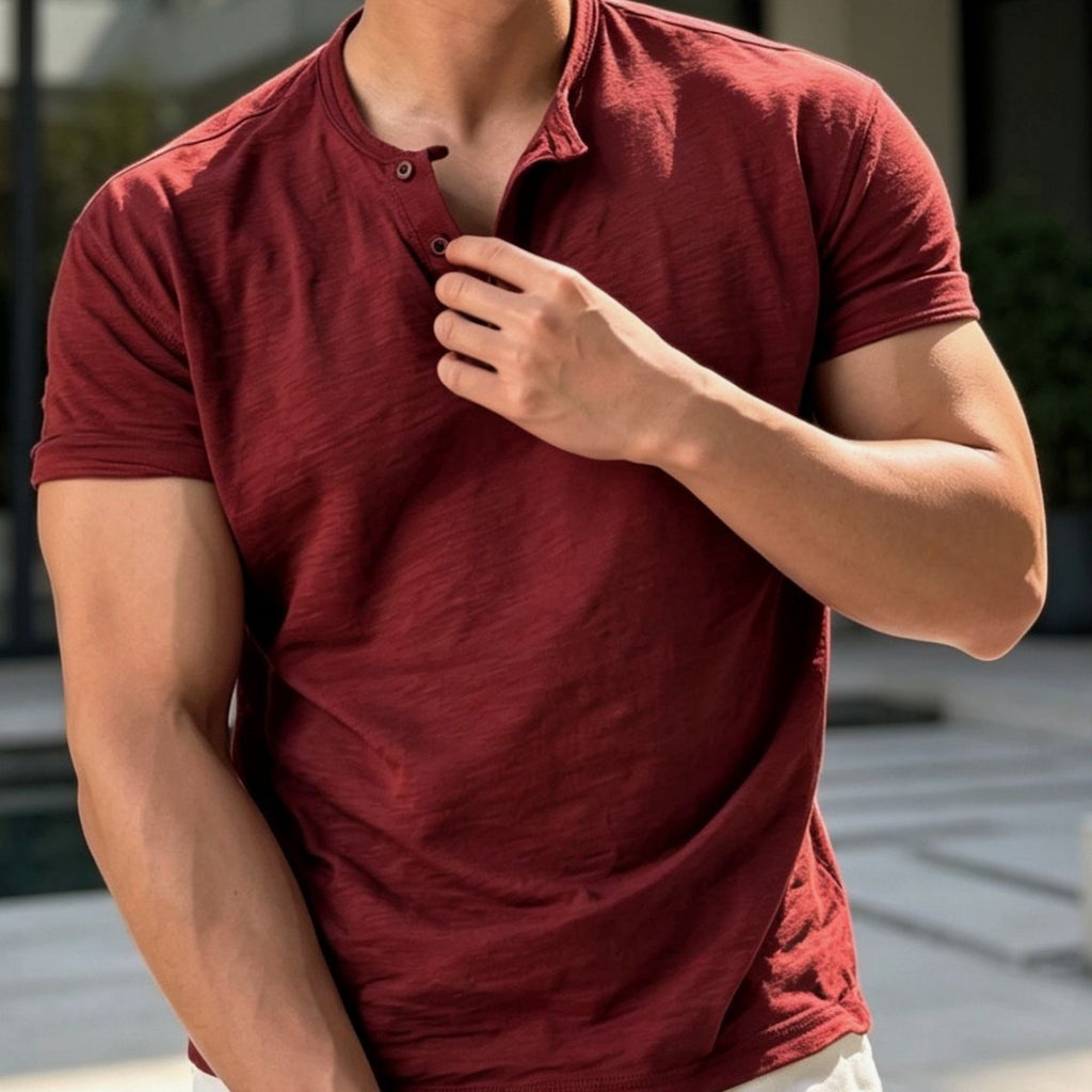 Distressed-Estilo Hombre Manga Corta American Camiseta