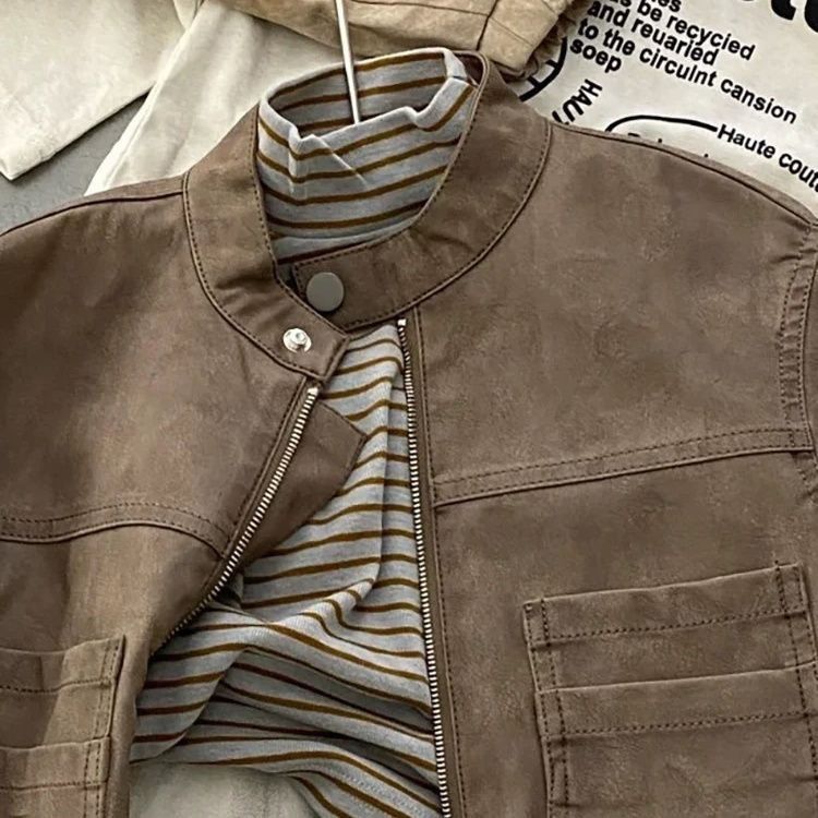 Niño' Motorcycle-Estilo Chaqueta Top y Pantalón Three-piece Conjunto