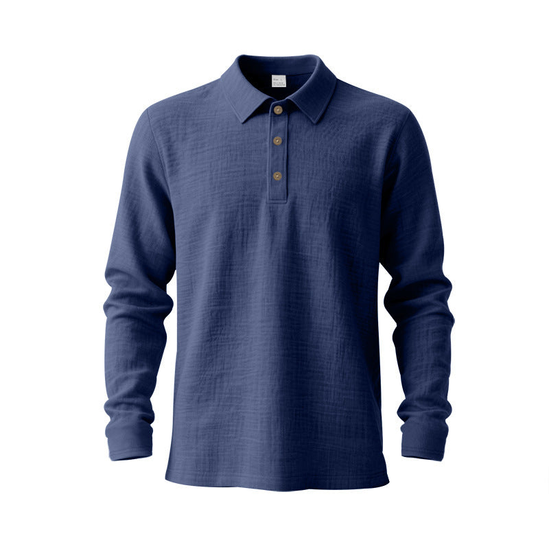 Nuevo Cross-Border Amazon Spring y Otoño Linen Polo Manga Larga Multi-Color Classic Secado Rápido Breathable Versátil Hombre Estilo - foto 4