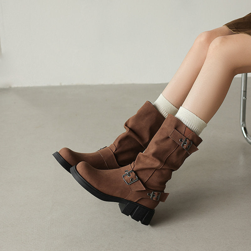 Botas texanas retro de caña media con plataforma - foto 4