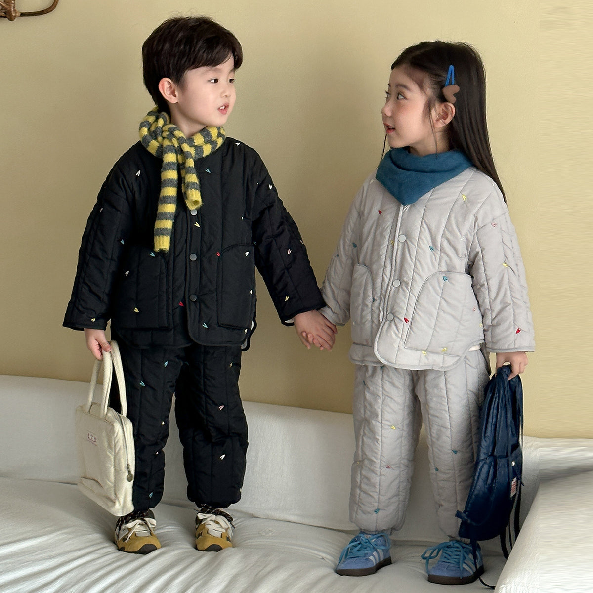 Niños Algodón-padded Conjunto Forro Polar Abrigado Ropa - foto 2