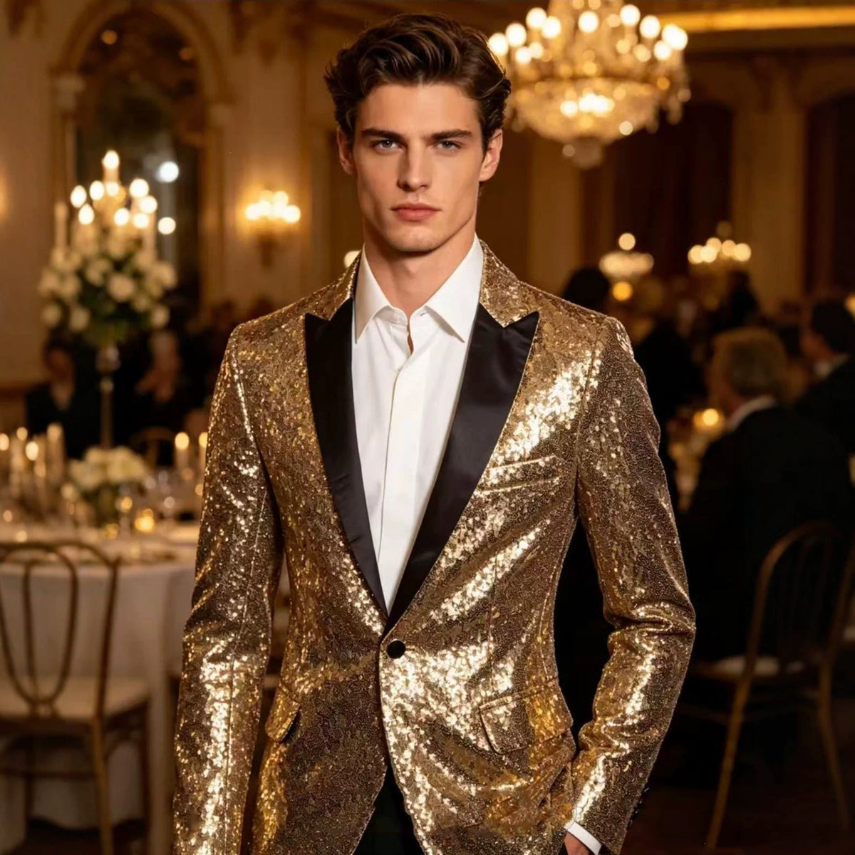Sparkling Stage Performance Nightclub-Estilo Traje y Gown - foto 6