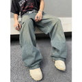 Pantalón de mezclilla ancho lavado retro para hombre - foto 6