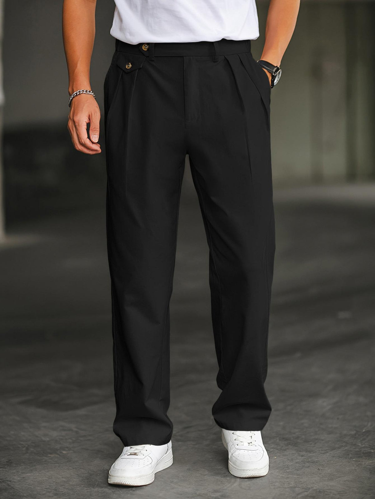 Pantalón holgado recto de lino con doble pinza - foto 6