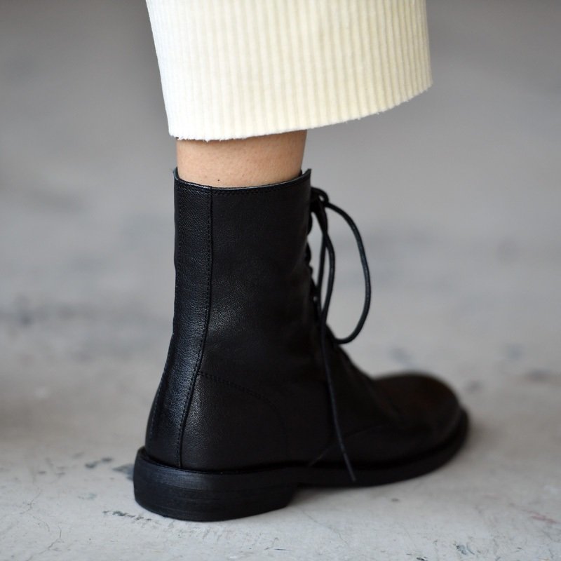 Mujer Round-toe Thick-soled Botines In Lavado Pebble-grain Leather - foto 2