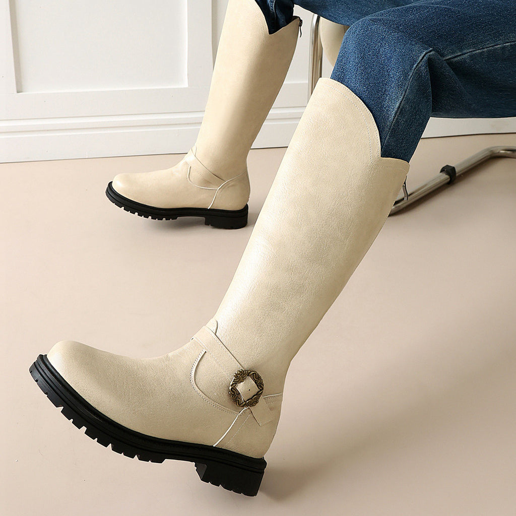 Botas mujer taco alto con suela gruesa y hebilla - foto 3