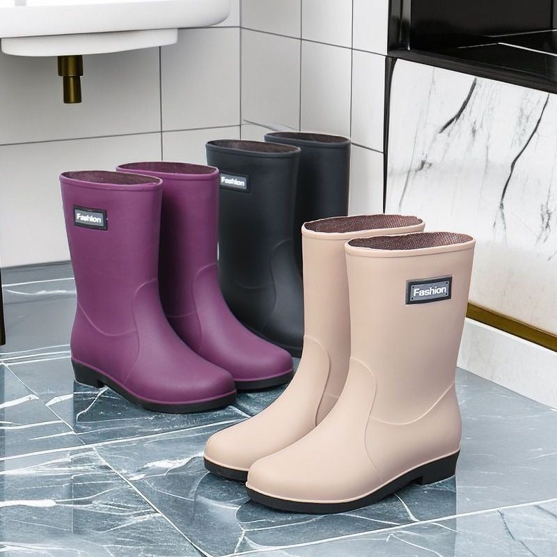 Mujer Antideslizante Mid-calf Soft Bottom Rain Botas - foto 4