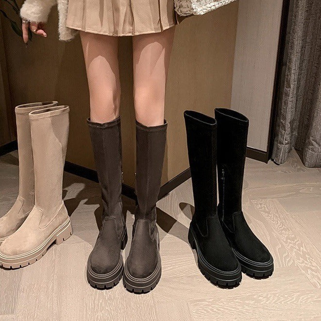 Nuevo Mujer Mid-heel Stretchy Tall Botas