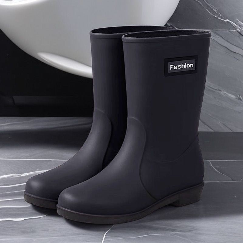 Mujer Antideslizante Mid-calf Soft Bottom Rain Botas - foto 3