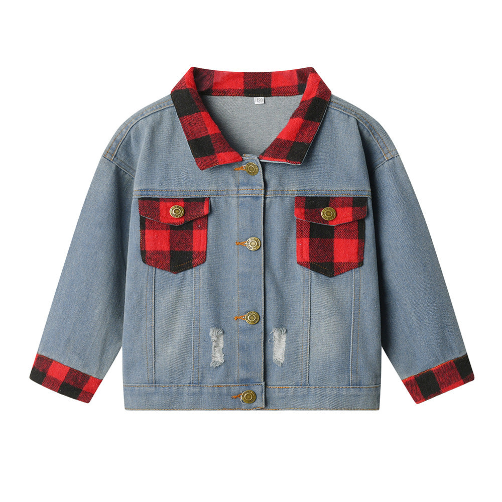 Spring Otoño Nuevo Estilo Casual Ripped Chaqueta para Niño y Niña - foto 8