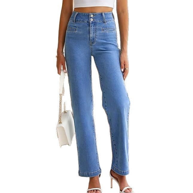 Pantalón de mezclilla holgado y recto para mujer - foto 5
