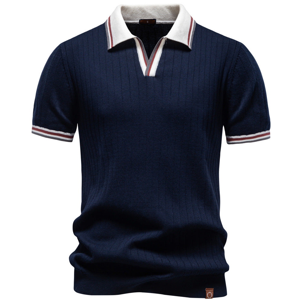 2026 Verano Nuevo Cross-Border Foreign Trade Hombre Business Casual Color-Block Polo Camisa Manga Corta Hombre Tejido Top