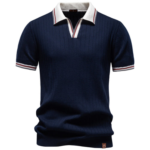 2026 Verano Nuevo Cross-Border Foreign Trade Hombre Business Casual Color-Block Polo Camisa Manga Corta Hombre Tejido Top