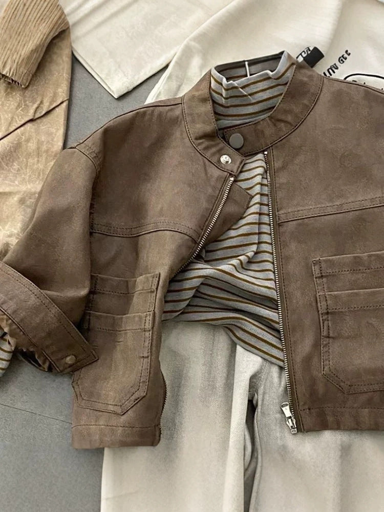 Niño' Motorcycle-Estilo Chaqueta Top y Pantalón Three-piece Conjunto - foto 3