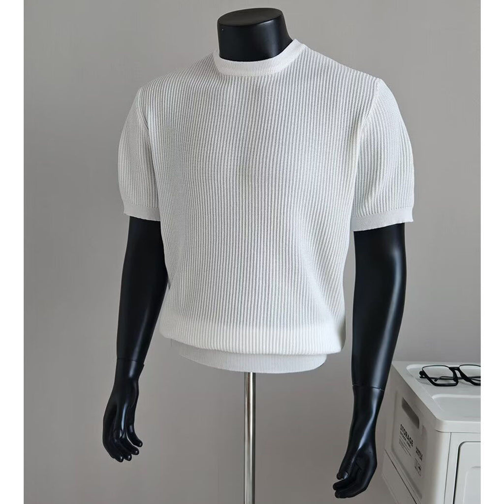 Hombre Half-Neck Anti-Stripe Seda Fría Manga Corta Camiseta para Verano - foto 7