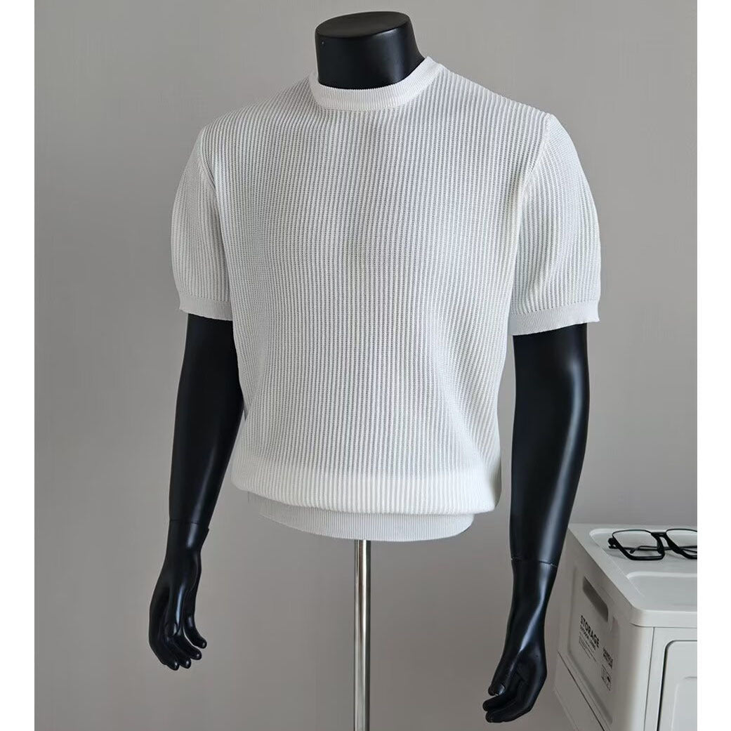 Hombre Half-Neck Anti-Stripe Seda Fría Manga Corta Camiseta para Verano - foto 7