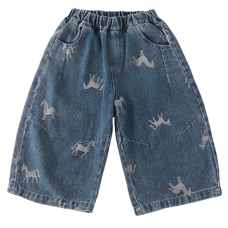 Niños' Denim Pantalón Ajuste Suelto Niño' Pierna Ancha Pantalón - foto 6