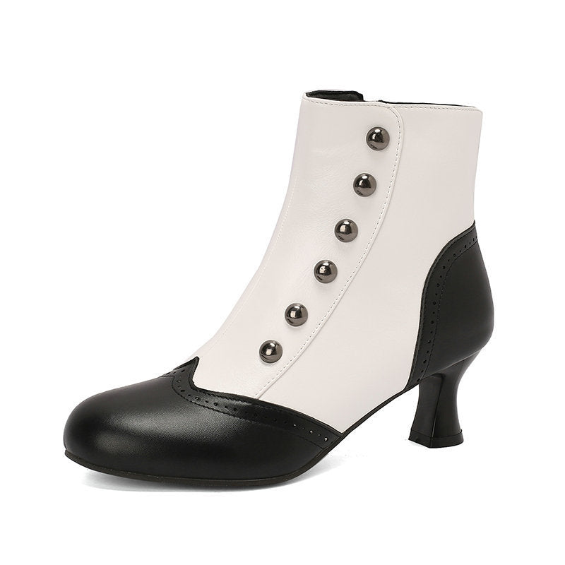 Color-block Block-heeled Botines con Side Zippers - foto 3