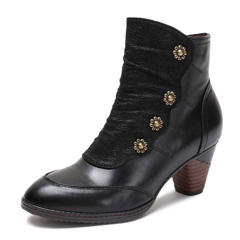 Botas retro desgastadas de taco bajo hechas a mano - foto 3