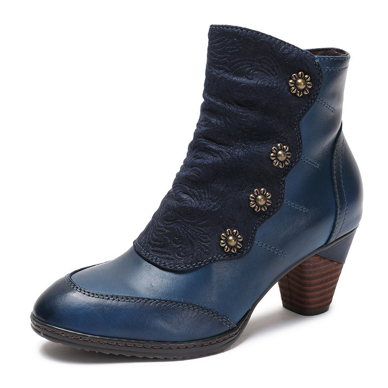 Botas retro desgastadas de taco bajo hechas a mano - foto 5