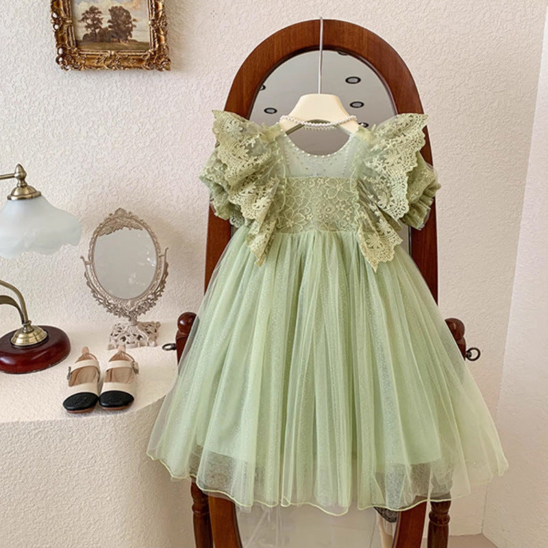 Green Tulle Fairy Vestido De Tendencia Lace Puffy Princesa Falda para Babies - foto 7