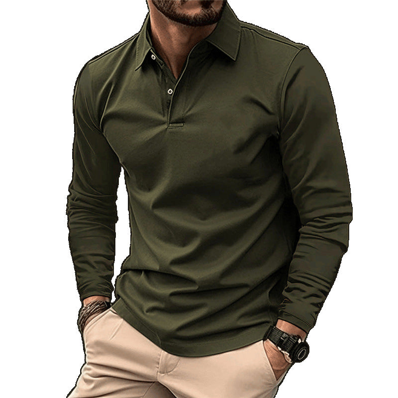 Hombre Casual Solapa Manga Larga Deportivo Polo Camisa - foto 3