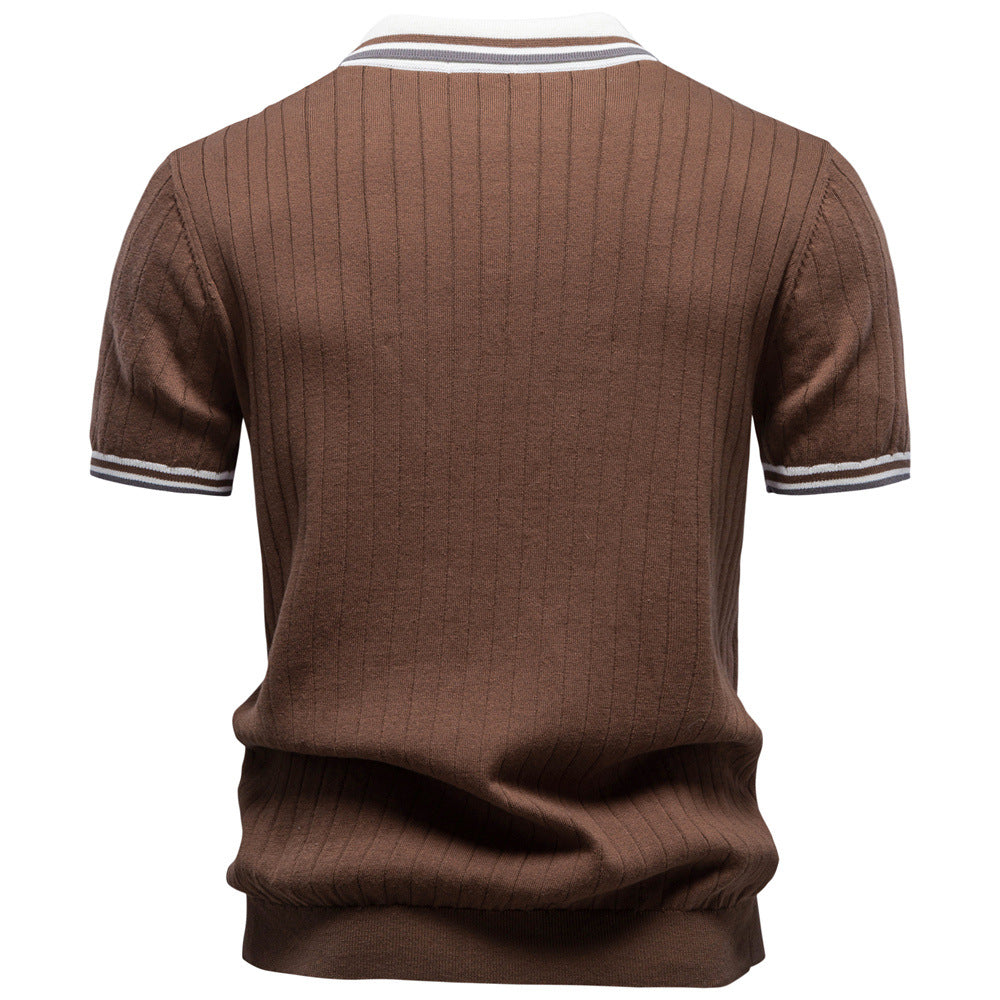 2026 Verano Nuevo Cross-Border Foreign Trade Hombre Business Casual Color-Block Polo Camisa Manga Corta Hombre Tejido Top - foto 7