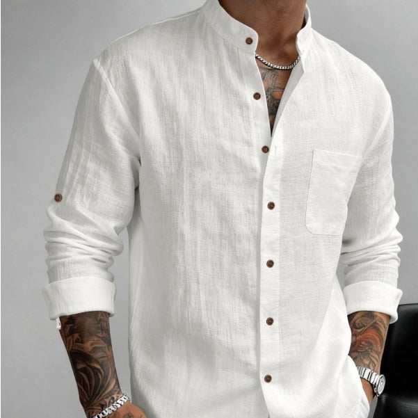Hawaiian Estilo Cuello Alto Breathable Casual Manga Larga Camisa - foto 5
