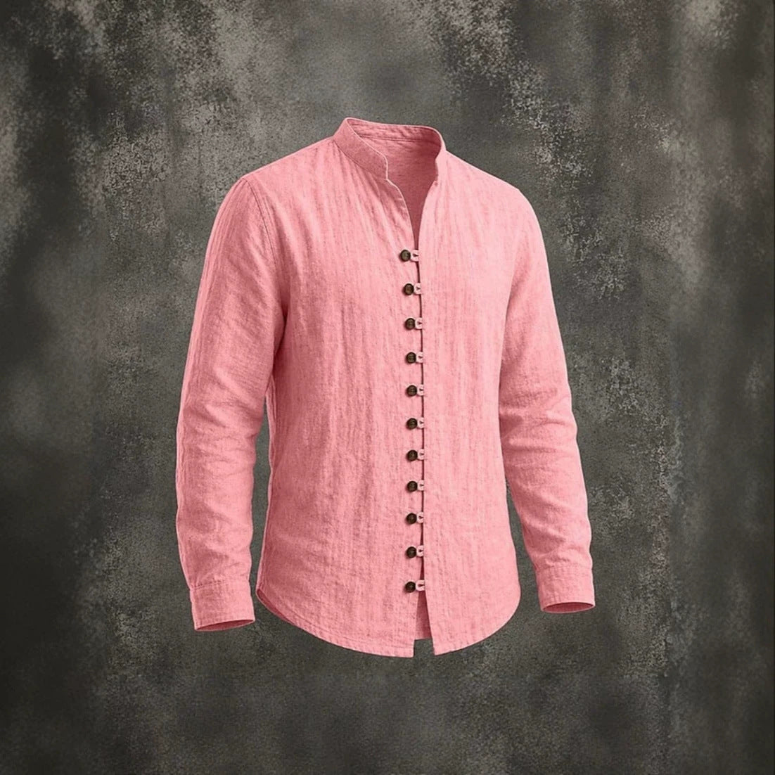 Camisa retro cuello mao manga larga holgada para hombre - foto 5
