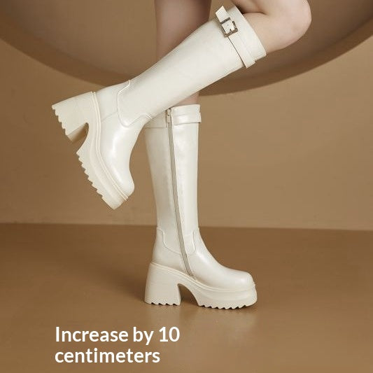 Mujer Suela Gruesa-heeled Tall Height-increasing Botas con Thick Soles - foto 7