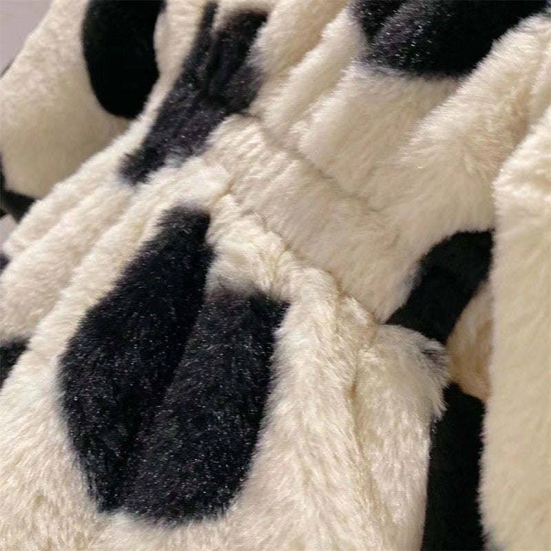 Algodón-padded Thickened Cow-patterned Topcoat con Heart Design - foto 2