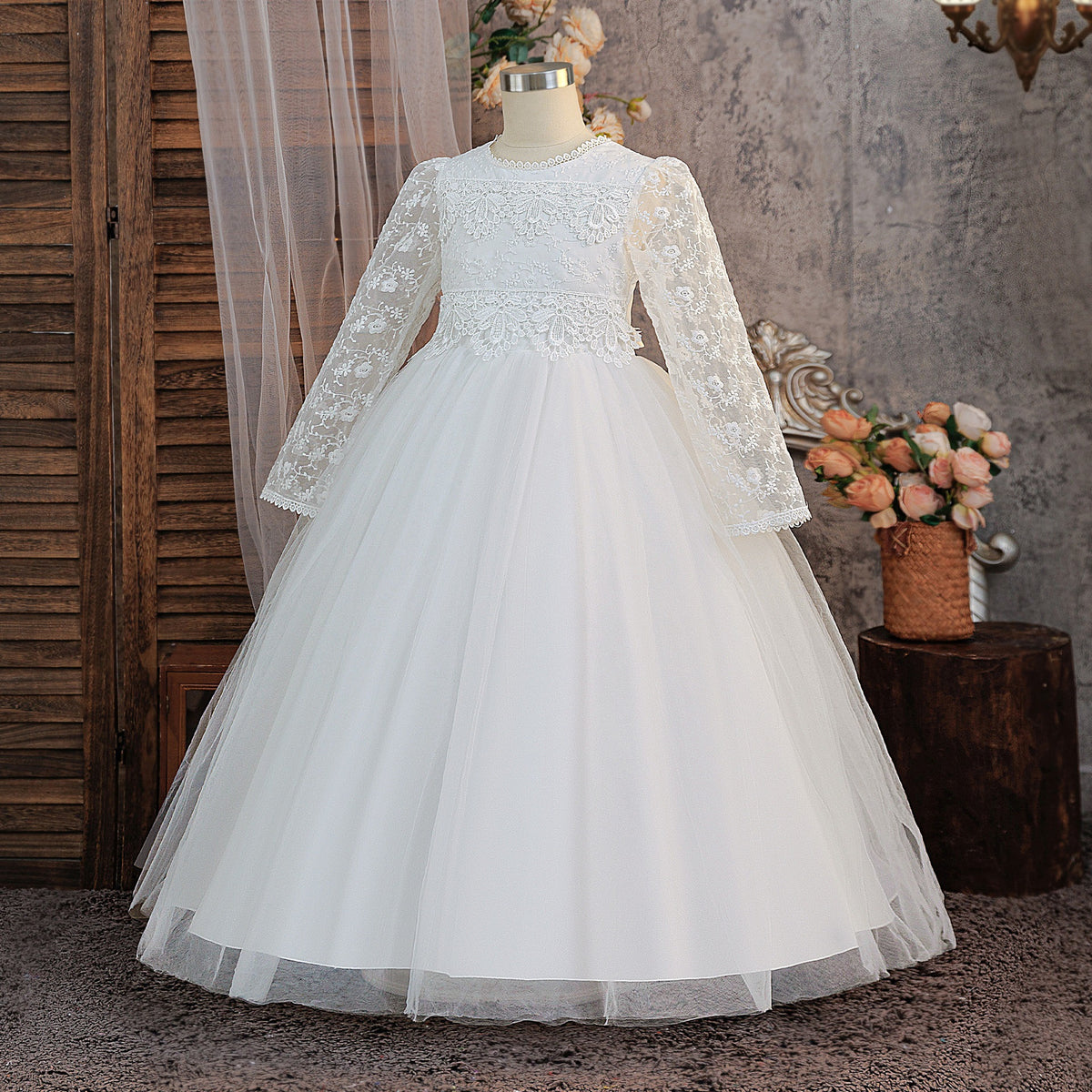 Manga Larga Bordado Largo Princesa-Estilo Puff Falda - foto 3