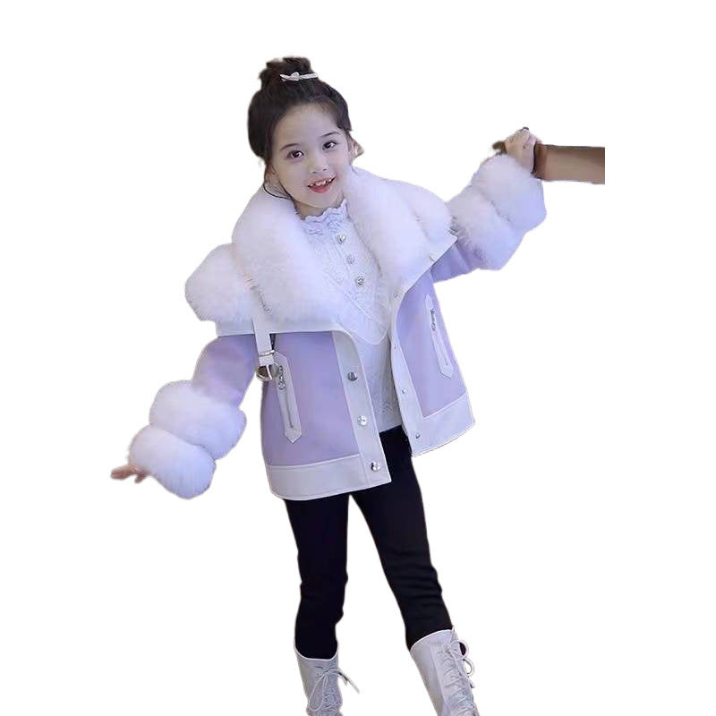 Forro Polar Thick Piel Sintética Abrigo y Chaqueta Conjunto - foto 2