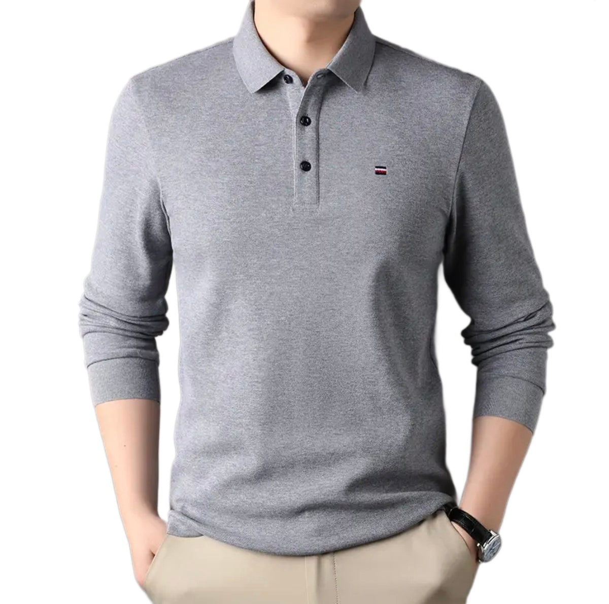Polera lisa y holgada con cuello para hombre - foto 6