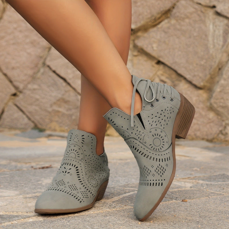 Botines de gamuza taco bajo para mujer