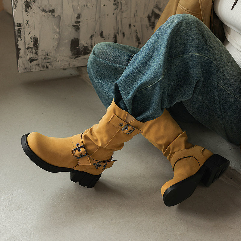 Botas texanas retro de caña media con plataforma - foto 2