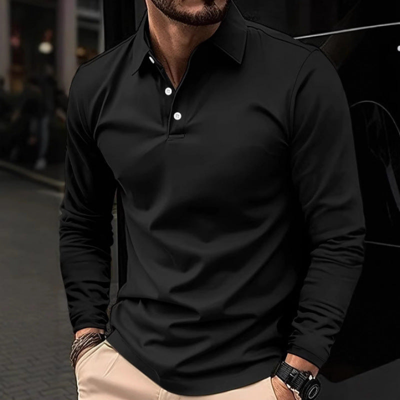 Hombre Casual Solapa Manga Larga Deportivo Polo Camisa - foto 6