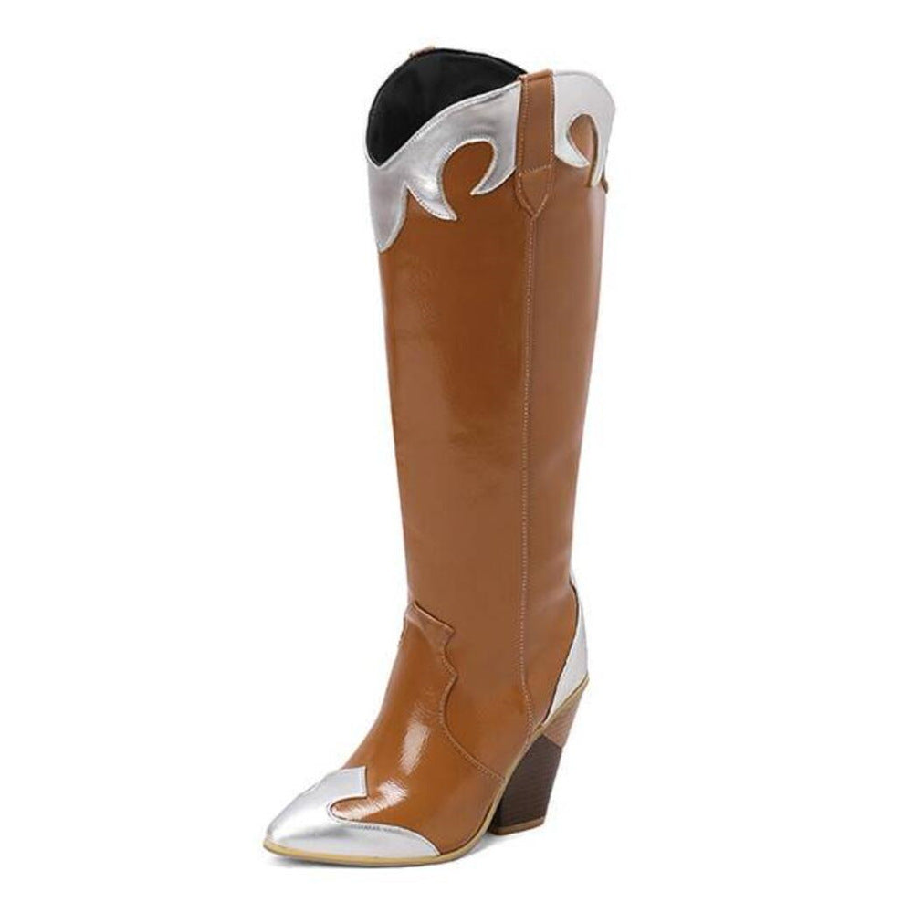 A la Moda Patchwork Leather Knee-high Botas - foto 2