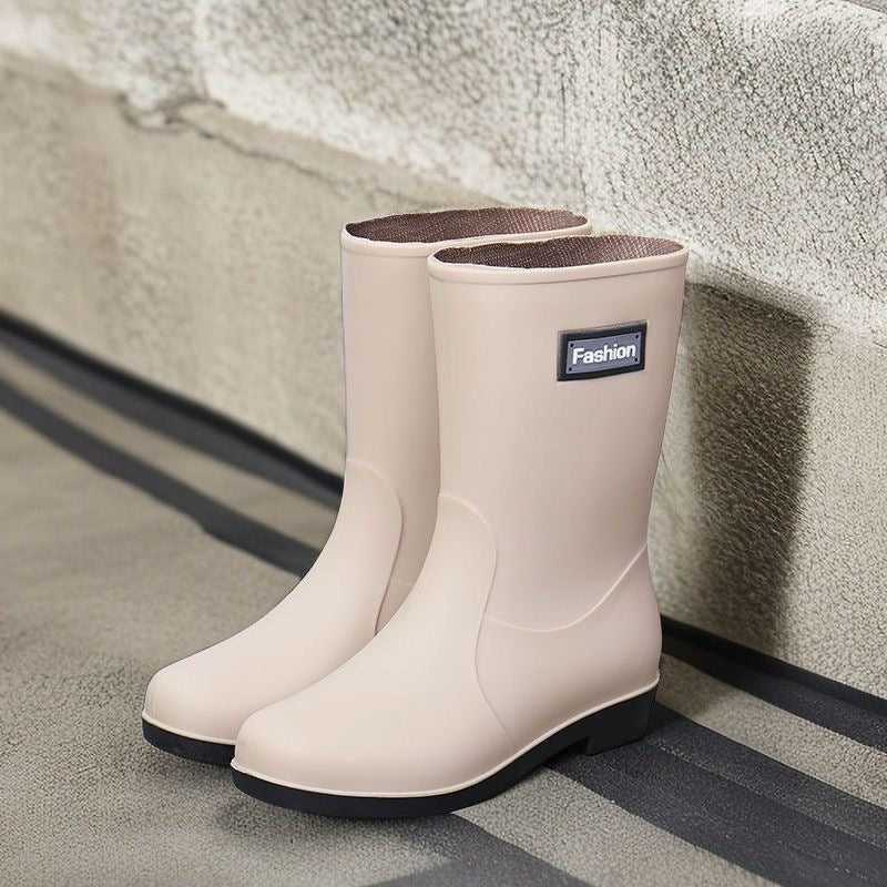 Mujer Antideslizante Mid-calf Soft Bottom Rain Botas