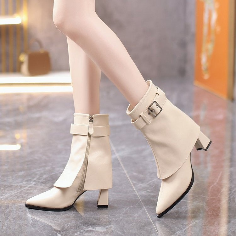 Estilizado Pointed-toe Suela Gruesa-heel Moda Botas - foto 5